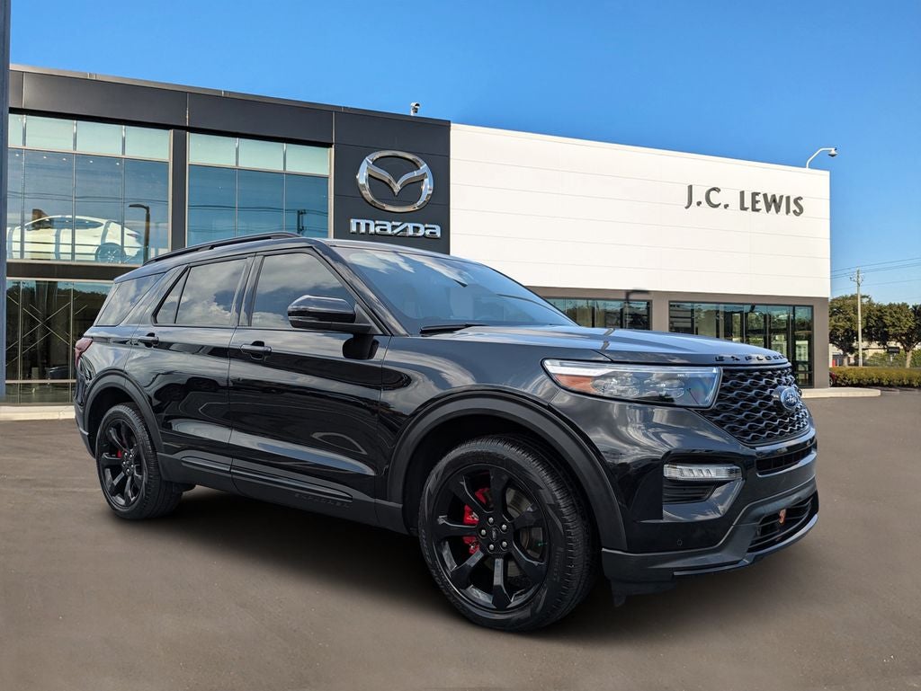 2023 Ford Explorer ST in Agate Black Metallic — front three-quarter view