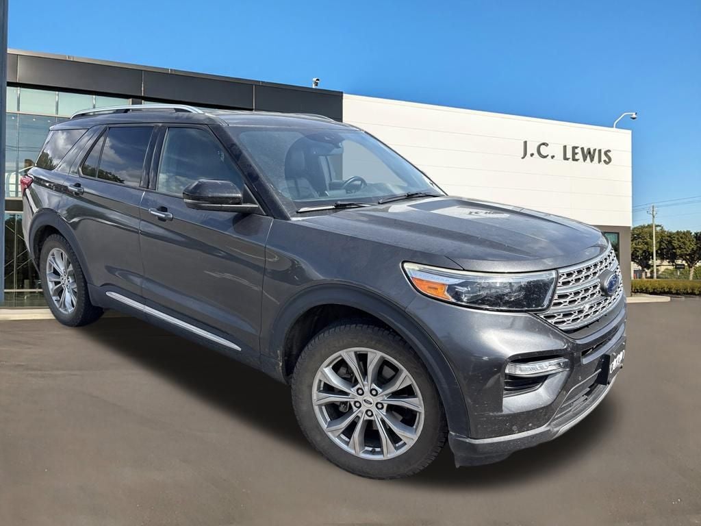 2020 Ford Explorer Limited in Magnetic Metallic — front three-quarter view