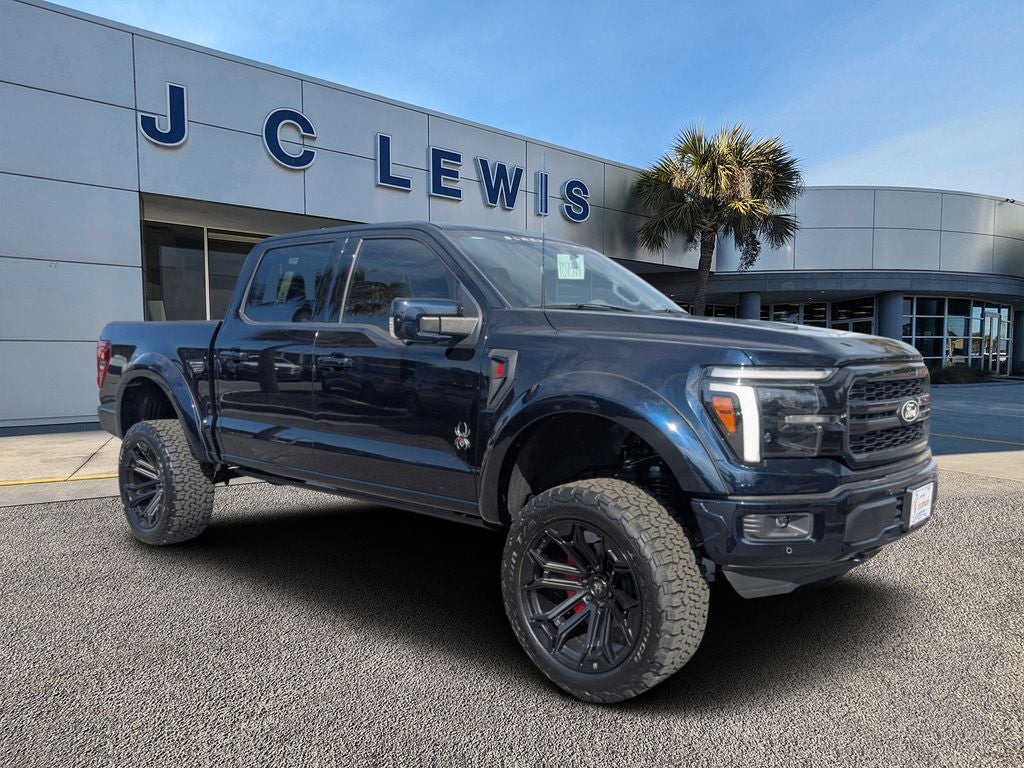 2025 Ford F-150 Lariat Black Widow in Antimatter Blue Metallic — front three-quarter view