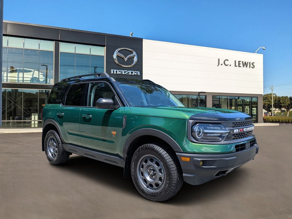2024 Ford Bronco Sport Badlands in Eruption Green Metallic — front three-quarter view