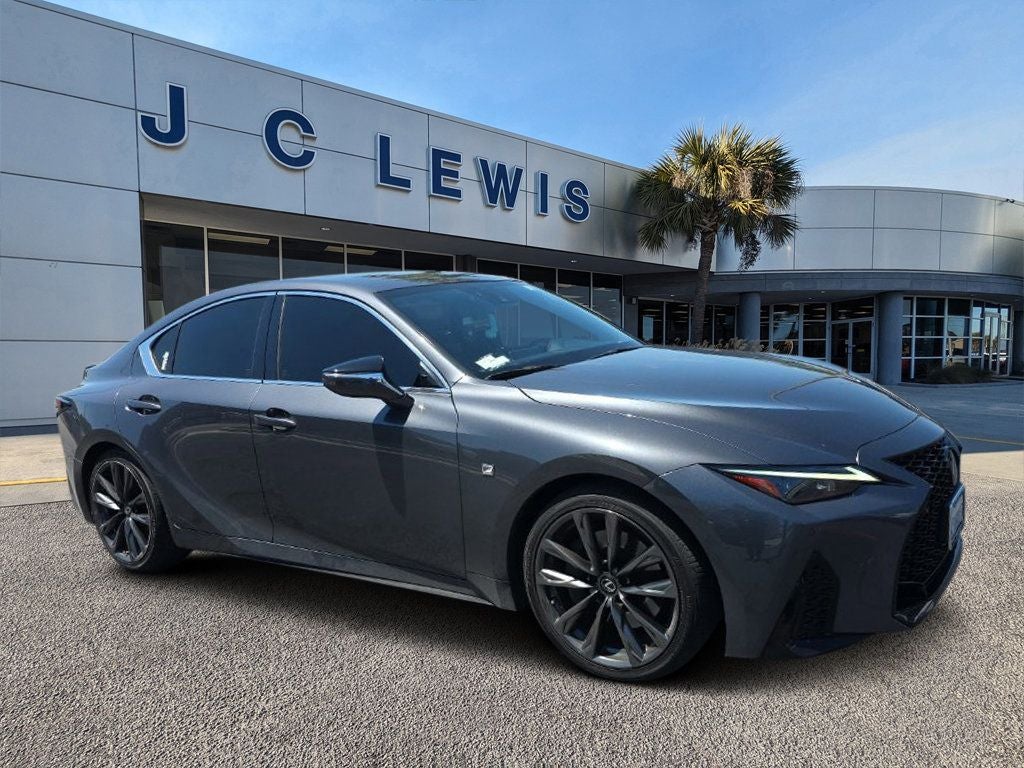 2022 Lexus IS 350 F SPORT in Cloudburst Gray — front three-quarter view
