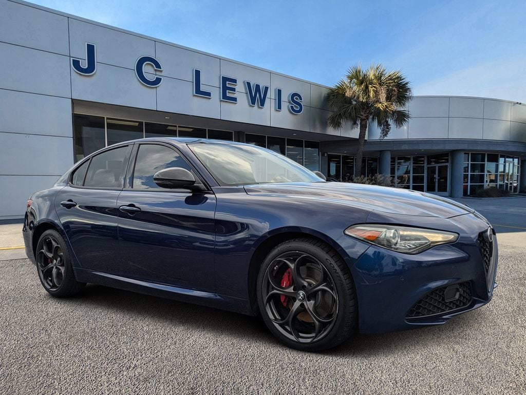 2019 Alfa Romeo Giulia Base in Montecarlo Blue Metallic — front three-quarter view